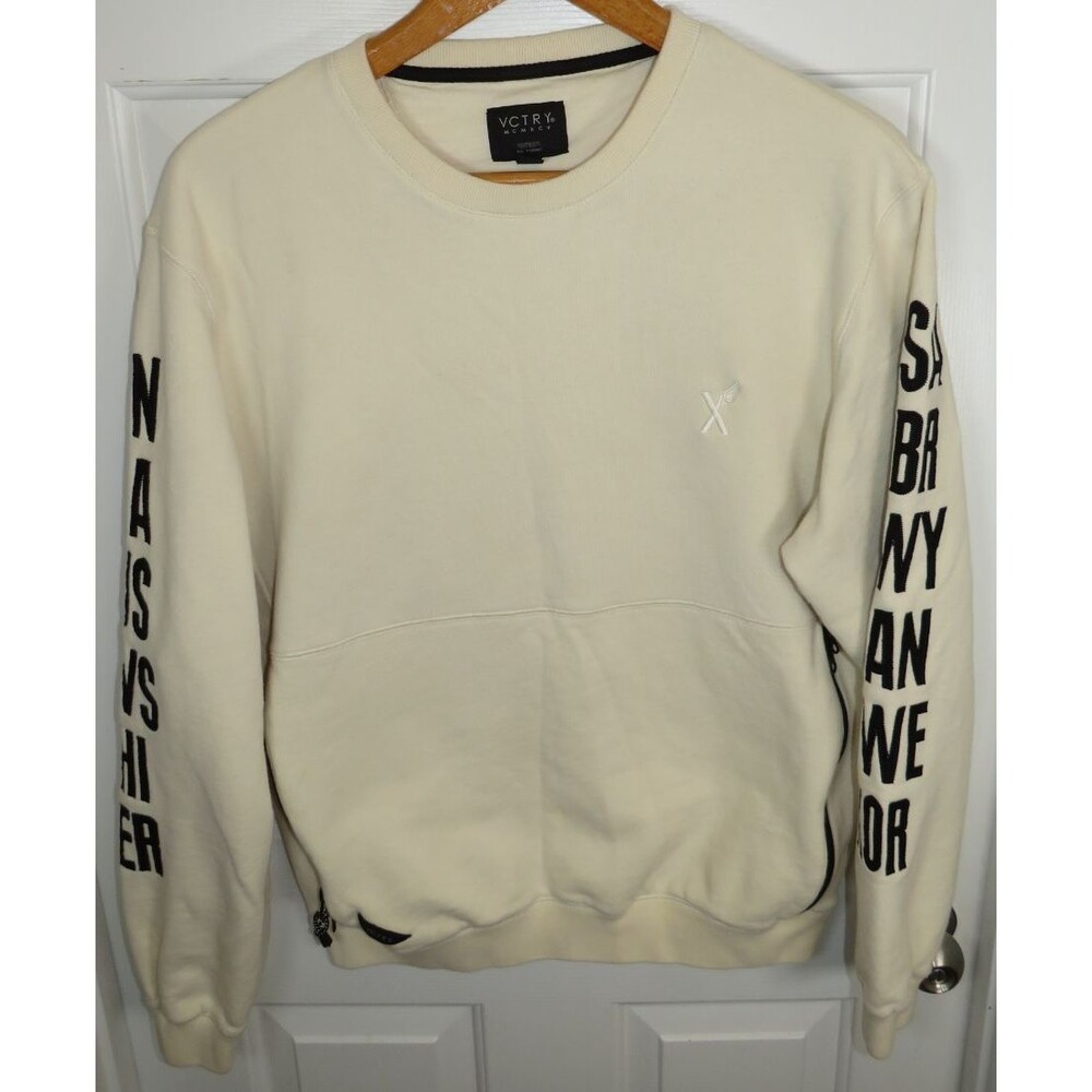 10 Deep Sweatshirt VCTRY MCMXCV Crewneck Sweatshirt Embroidered Zip Pocket XL